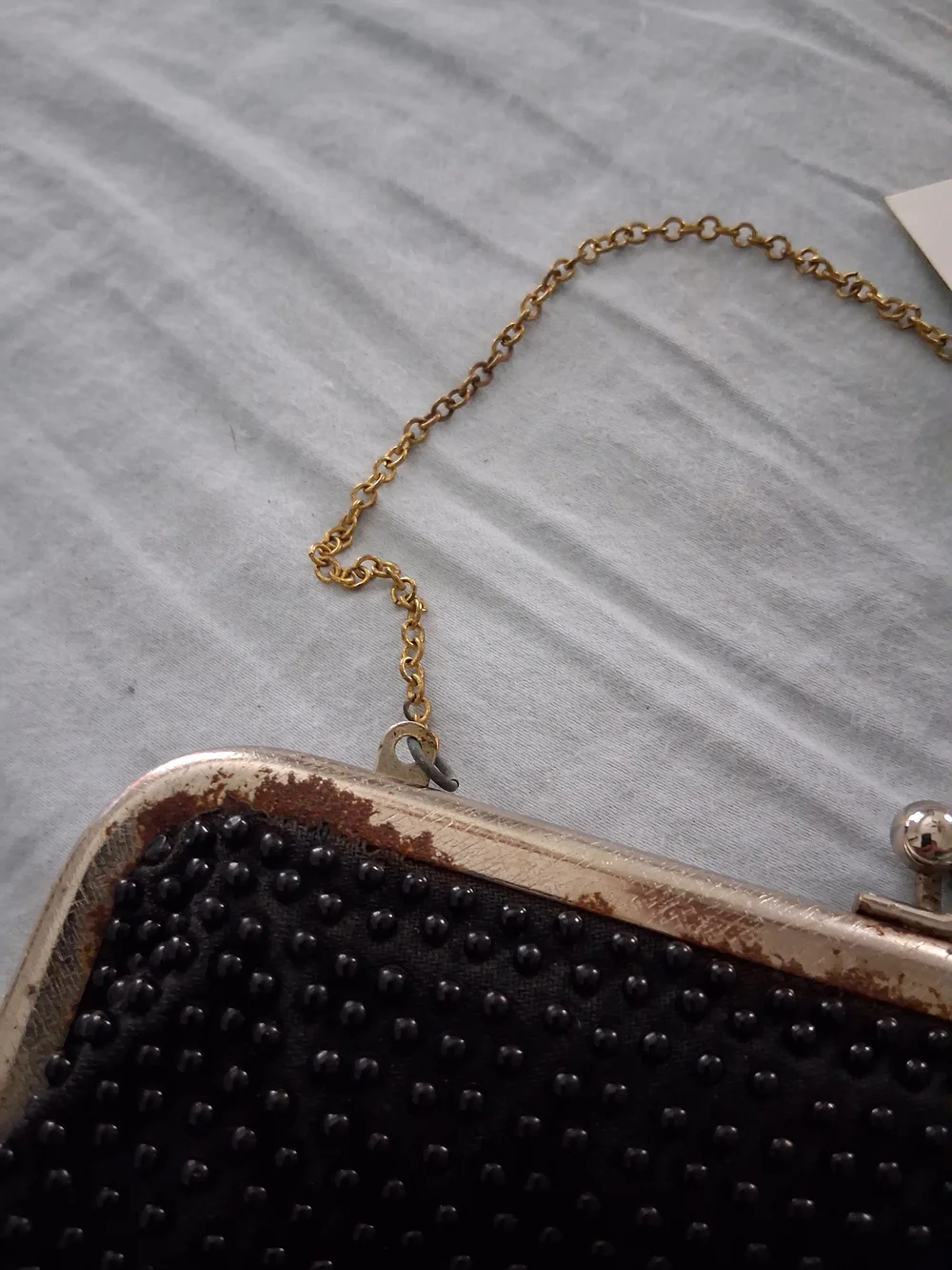 Vintage Black Beaded Evening Chain-Handle Bag